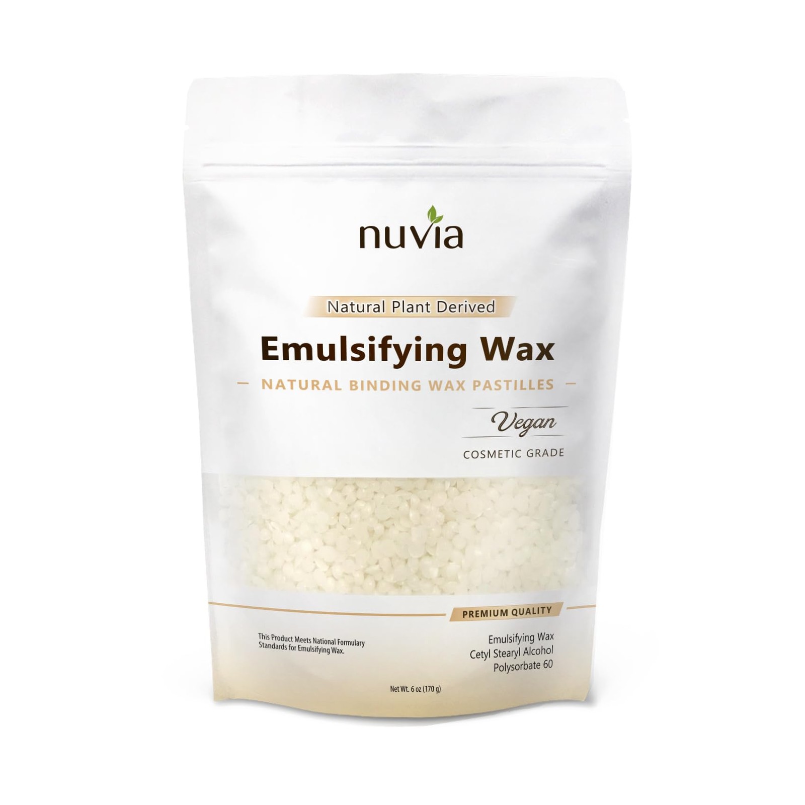 Nuvia Organics Emulsifying Wax, 100% Natural Plant Derived, NF, Cosmetic & Food