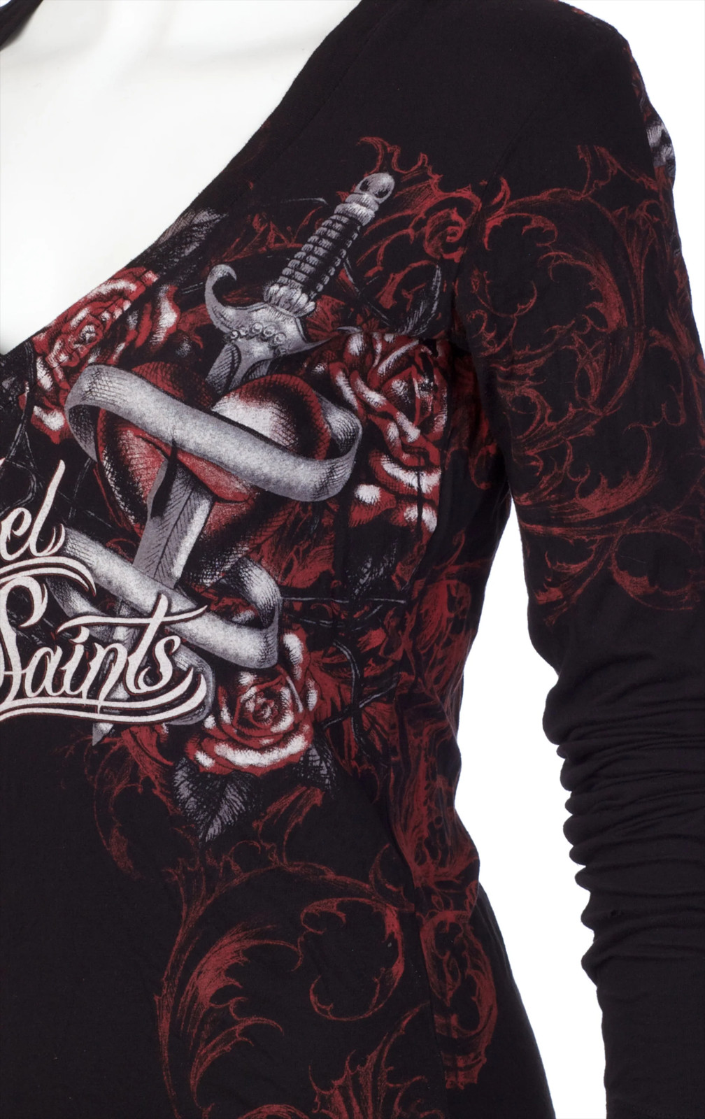Rebel Saint By Affliction Women's T-shirt Sunbreak Biker Tattoo – Ministério Adventista De Motociclistas - Foto 4