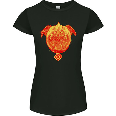 Pug Finger Flip Offensive Funny Dog Womens Petite Cut T-Shirt