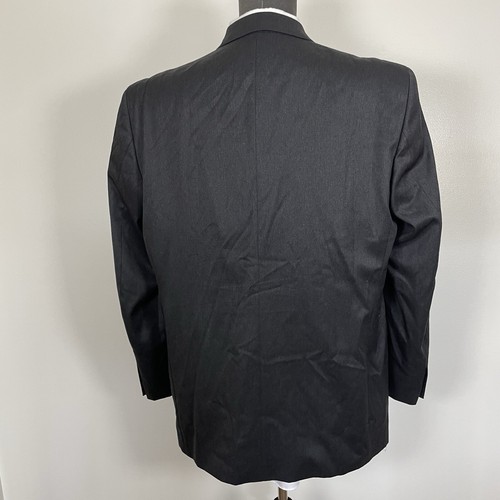Versini Blazer Suit Jacket Mens 46L Charcoal Gray Wool Three Buttons - Picture 4 of 8