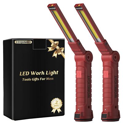 2Pack Rechargeable Magnetic LED Work Light for Car Repair Grill Workshop Camping