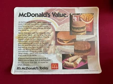 1991, McDonald's, "McDonald's Value", Tray Liner (Scarce / Vintage)