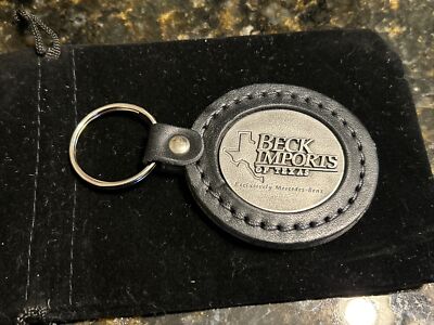 Rare Mercedes-Benz/Beck Imports, Silver Medal & Embossed Black Leather Key Fob