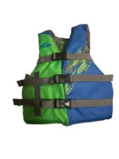 EUC FLUID Aquatics 50-90 lbs Child Life Jacket Vest USCG Approved Green/Gray
