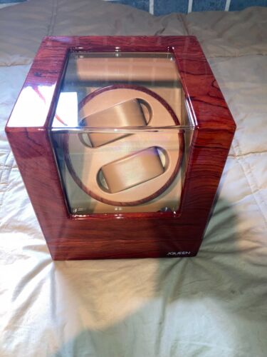 JQUEEN Double Watch Winder with Quiet Japanese Mabuchi Motor Luxury Wood NEW - Picture 1 of 2