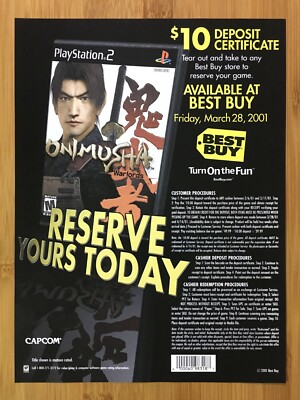 Onimusha Warlords PS2 2002 Pre-Order Print Ad/Poster Official BEST BUY Promo Art
