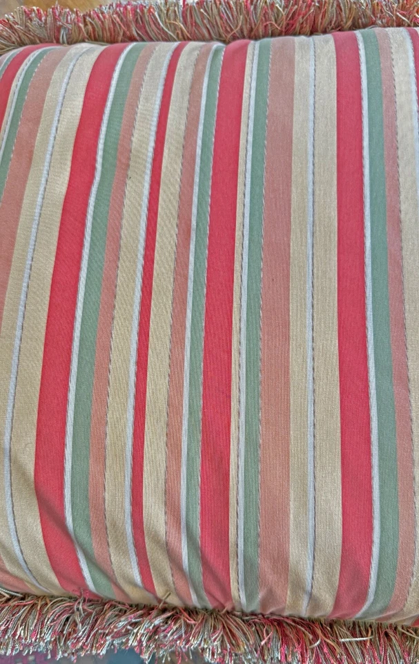 Par de almohadas vintage a rayas de color otoñal con borde de cepillo ZZ432 Foto 2 de 4