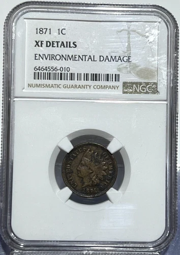 1871 INDIAN HEAD SMALL CENT PENNY NGC XF