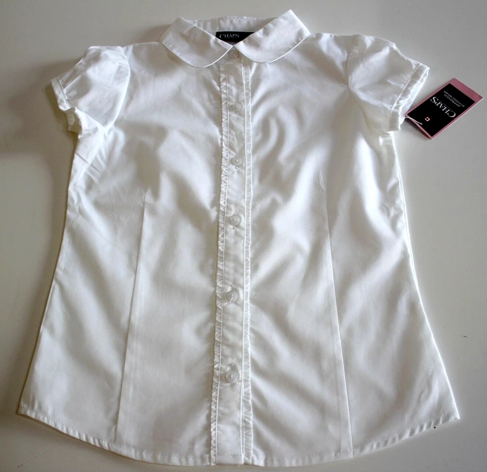 Blusa Uniforme Escolar Chaps Niña Blanca Con Botones Talla S 7 Foto 2 de 4