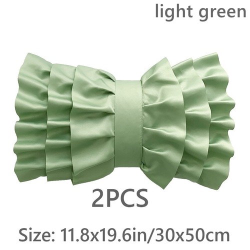 2x Bowknot Kissenbezug Satin Rüschen Überwurf Sofa Bettwäsche Dekoration DIY - Bild 18 von 18