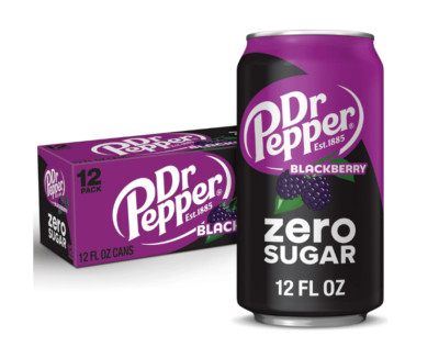 Dr Pepper Blackberry Zero Sugar Soda Pop, 12 fl oz, 12 Pack Cans SHIP SAMEDAYY!!
