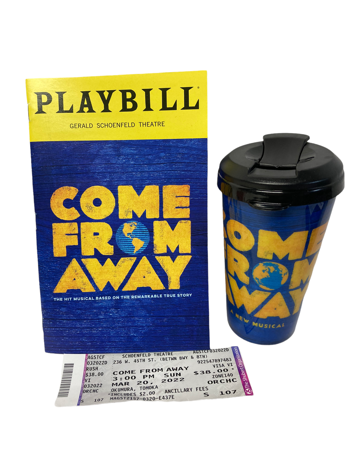 Come From Away Broadway Musical Playbill Souvenir Cup Ticket Stu
