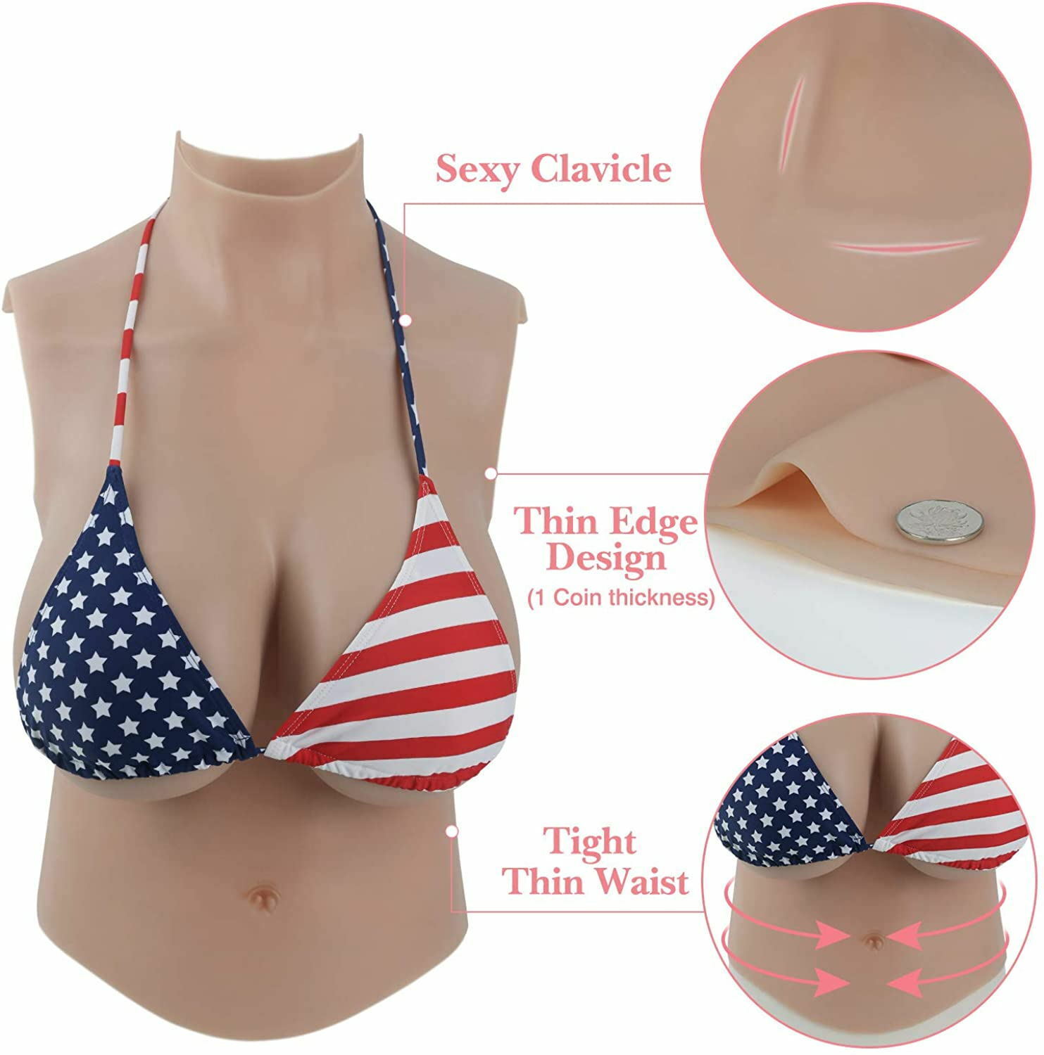 F Cup Silicone Breast Plate Realistic Fake Boobs Tits Breast Forms