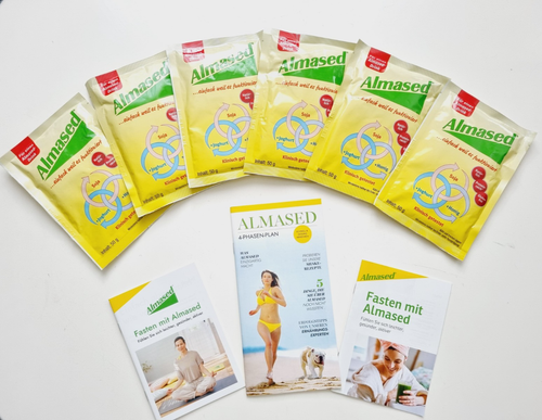 6 x Almased Portionsbeutel 50 g Neu ! Diätpulver Beutel Broschüren Ratgeber - Bild 3 von 4
