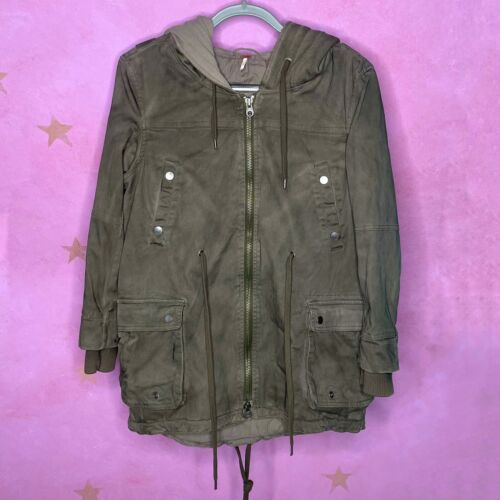 Free People Hooded Parka Jacket Army Green ALT Be… - image 1