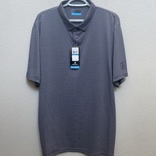NEW PGA Tour Mens XL Blue White Striped Polo Shirt Short Sleeve Collared NWT 55
