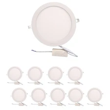 Recessed LED Ceiling Flat Lighting 6000-6500K Cool White 8 inch 18 Watt 10PCS