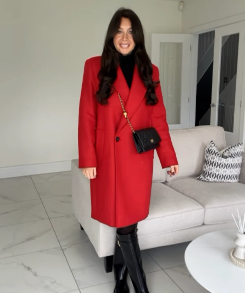 Red long coat zara new arrivals
