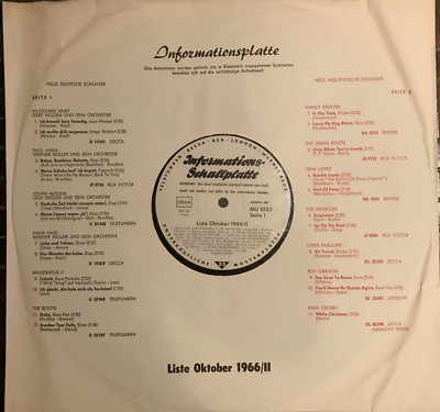   12'' INFO LP 1966 KNEF Anka HANS HASS The Boots SINATRA Farlowe  MU 102  NM  