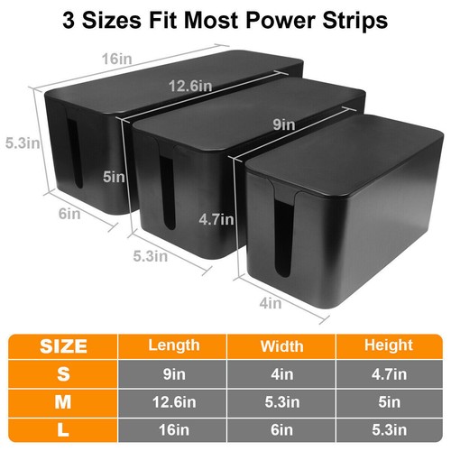 Cable Management Box Power Strip Cord Surge Protector Cover Organizer Hider Box - Picture 3 of 23
