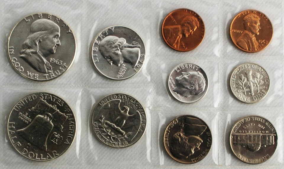 1963 P & D Coin Set 3rd Party Put Together 1c-50c Coins 6 Silver Uncirculated #2 - Image 2 of 2