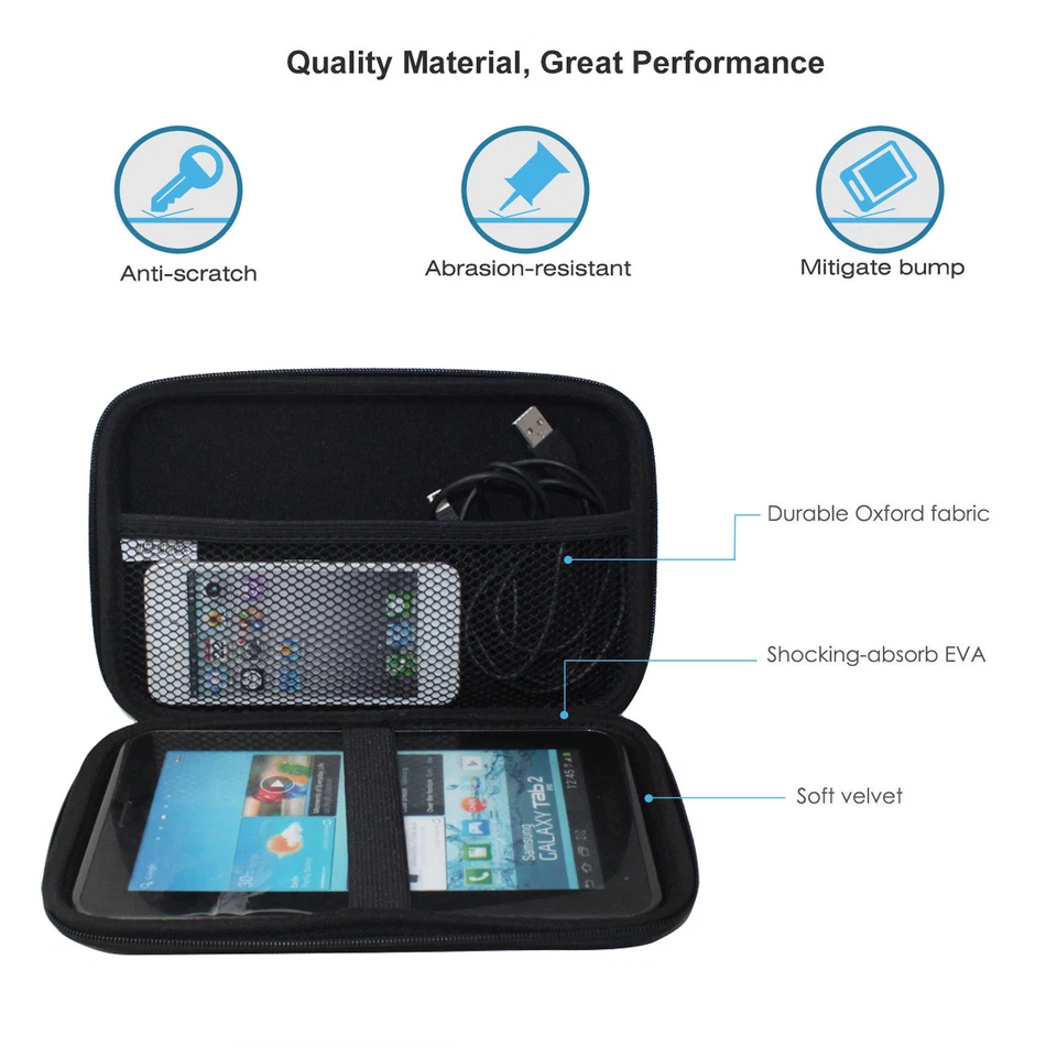 7 Inch Hard Shell Carry Bag Zipper Pouch Case For Garmin Nuvi TomTom Sat Nav GPS - Image 3 of 4