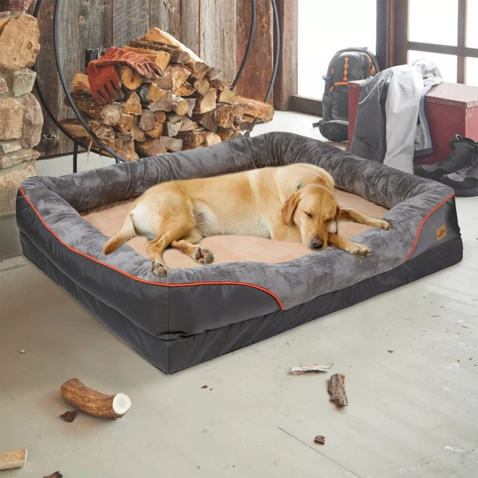 Cama ortopédica elevada para perros con reposacabezas sofá para perros grandes con funda lavable Foto 2 de 4