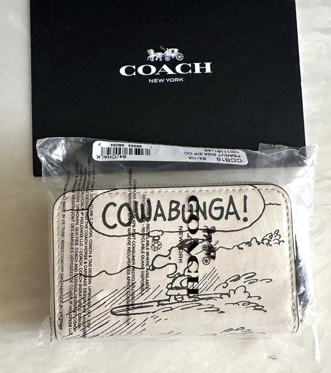 NWT COACH X PEANUTS LIM EDITION SNOOPY NEWSPAPER PRINT CHALK