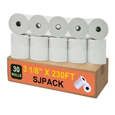 SJPACK 30 Rolls Thermal Paper 3 1/8 x 230ft Pos Receipt Paper, Cash Register ...
