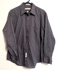 Geoffrey Beene Men's Long Sleeve Button Down Shirt Dark Gray Size 16 1/2 34/35