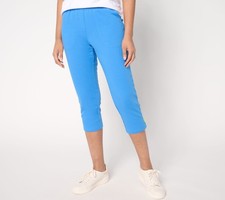 Belle by Kim Gravel Women's Petite Pants PS French Terry Pop of Neon Blue