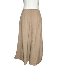 Talbot's A Line Linen Blend Tan Midi Skirt Size 8 Lined Pockets Preppy Classic