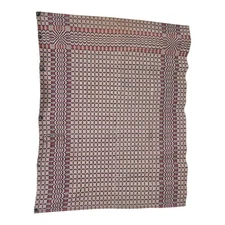 Antique Hand-Loomed  Coverlet Blanket 78"x 63" Red, White  & Blue  Americana