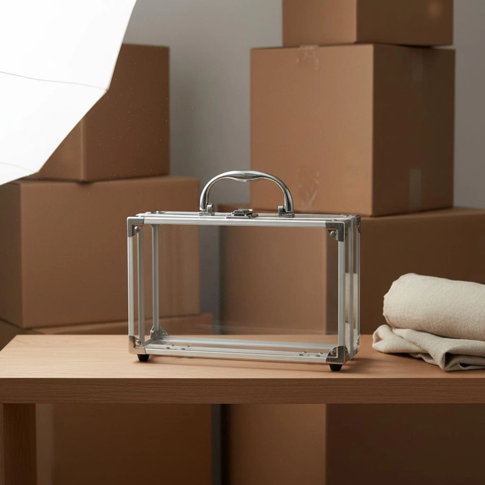 Transparent Makeup Container Large Capacity Aluminum Makeup Suitcase for