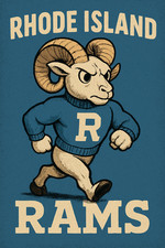 Q Rhode Island Rams NCAA Mascot Logo Poster 12x8in Metal Sign Vintage