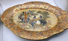 Vintage "Royal Satsuma" Style Platter Handpainted Gold Gilded Large Platter