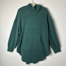 Free People FP Beach Everywhere Funnel Neck Hoodie Sweatshirt Green Oversized M