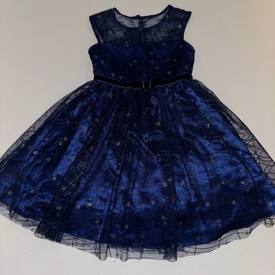 JONA MICHELLE Girls Tulle Formal Navy Blue Dress Size 5 glittery! STUNNING!  | eBay