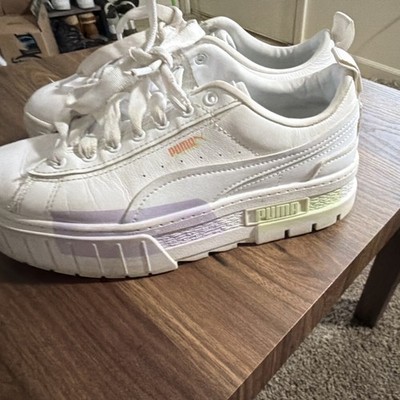 Puma Mayze chunky sneakers in white with lilac detail Size 7.5