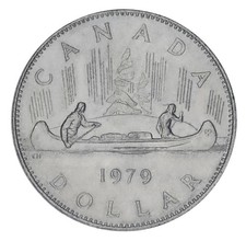 Canada 1 dollar 1979 F-VF Regular issue - Voyageur canoe