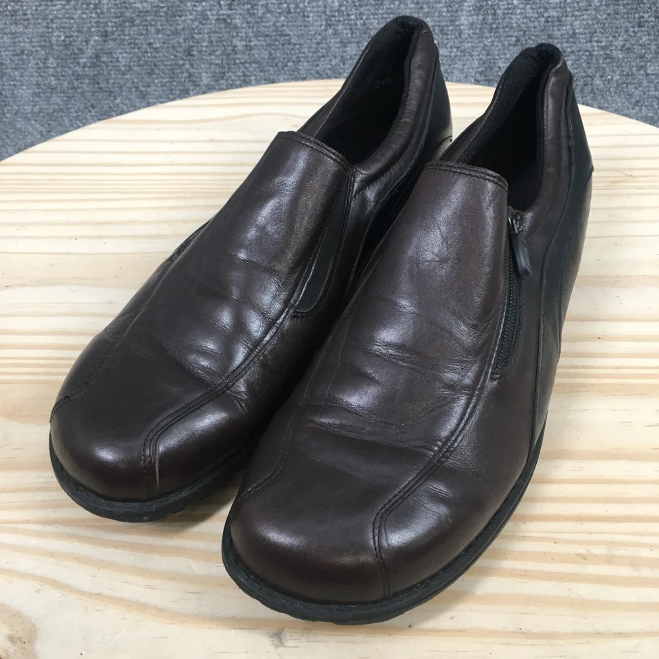 Munro American Shoes Mujer 9 M Peine Últimos Mocasines Cuero Marrón Sin Cordones Cremallera Foto 3 de 4