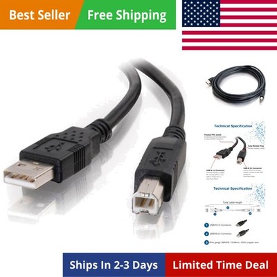USB Cable, USB 2.0 Cable, USB A to B Cable, 3.28 Feet 1 Meter, Black, Cables ...