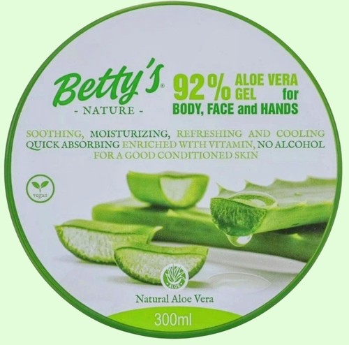 Gel D'Aloe Vera Betty's Nature 300ml - 92% Aloe - Visage, Corps, Cheveux
