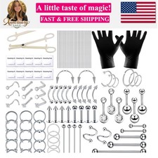110Pcs Piercing Kit for all Body Piercings with Piercing Tools for Eyebrow No...