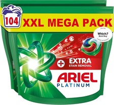 Ariel Platinum PODS Laundry Detergent Capsules 104 Washes Extra Stain Removal