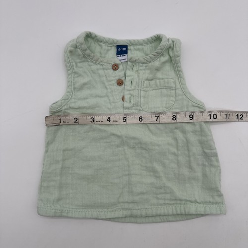 Old Navy Blouse Youth Girl 12-18M Green Henley ..#26146 - Picture 5 of 8