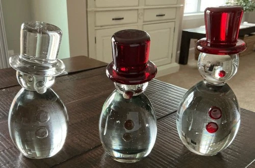 Blenko Glass Snowmen - Three in total