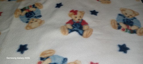 Springmaid BJT Blue Jean Bear Fleece Baby Blanket Unisex Euc Vintage Y2k - Picture 6 of 8