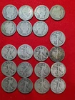 $10 Face Value - 20 Coin Roll ~~~ 7 Barber Halves and 13 Walking Liberty Halves