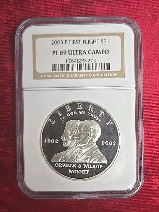 2003-P $1 Proof & Uncirculated First Flight Commemorative Coins NGC PF-69 MS-69 - Image 2 of 4